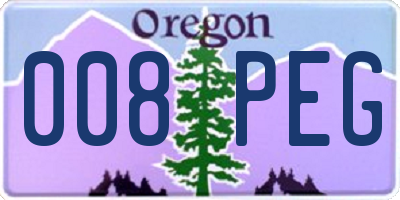 OR license plate 008PEG