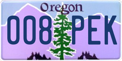 OR license plate 008PEK