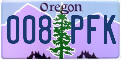 OR license plate 008PFK