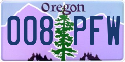 OR license plate 008PFW