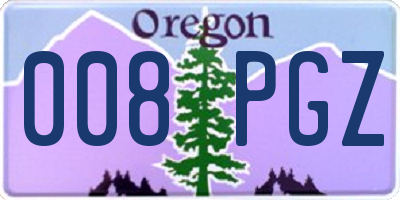 OR license plate 008PGZ