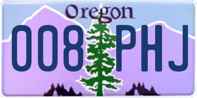 OR license plate 008PHJ