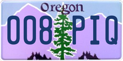 OR license plate 008PIQ