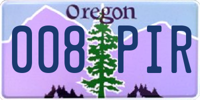 OR license plate 008PIR
