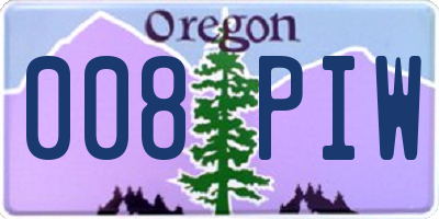 OR license plate 008PIW