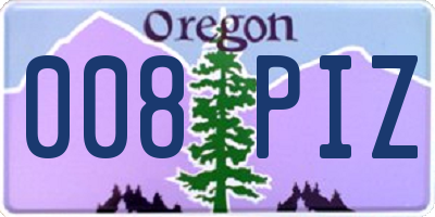 OR license plate 008PIZ