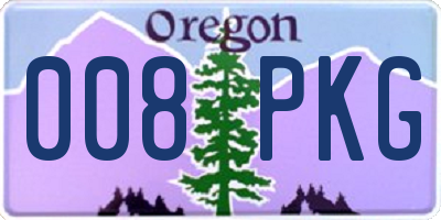 OR license plate 008PKG