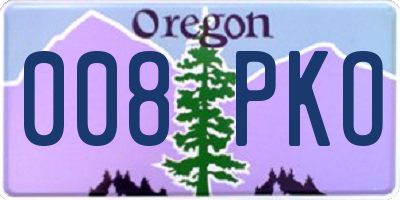 OR license plate 008PKO