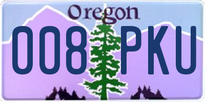 OR license plate 008PKU
