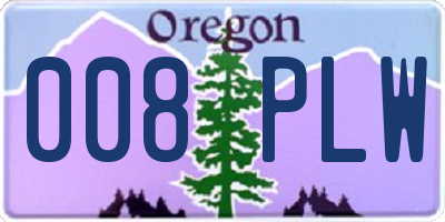OR license plate 008PLW