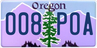 OR license plate 008POA