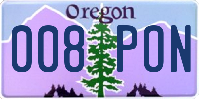OR license plate 008PON