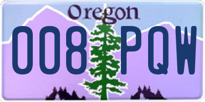 OR license plate 008PQW