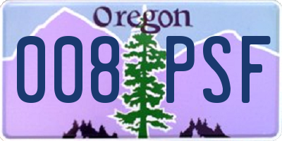 OR license plate 008PSF