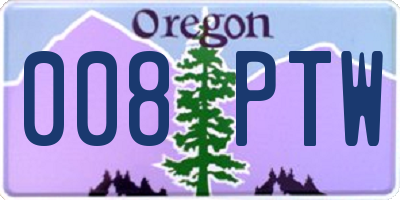 OR license plate 008PTW
