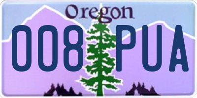 OR license plate 008PUA