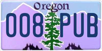 OR license plate 008PUB