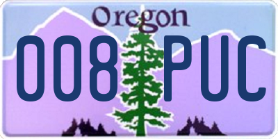 OR license plate 008PUC
