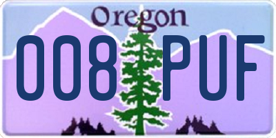 OR license plate 008PUF