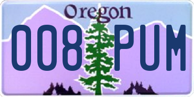 OR license plate 008PUM