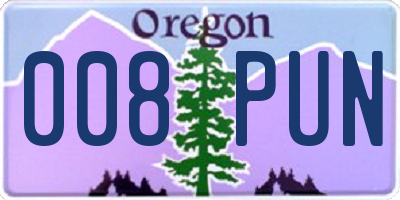 OR license plate 008PUN
