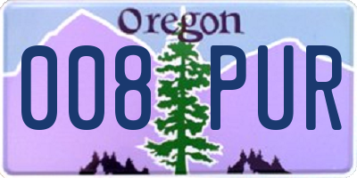OR license plate 008PUR