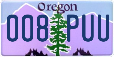 OR license plate 008PUU