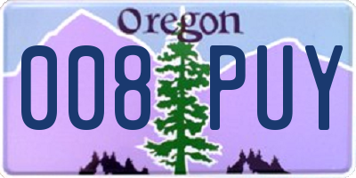OR license plate 008PUY