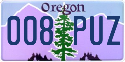 OR license plate 008PUZ