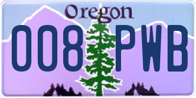 OR license plate 008PWB