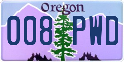 OR license plate 008PWD