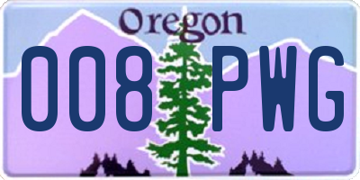 OR license plate 008PWG