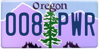 OR license plate 008PWR