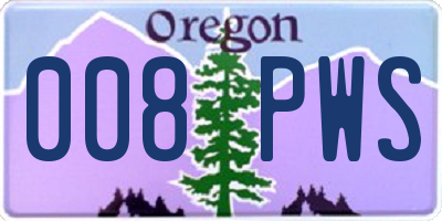 OR license plate 008PWS