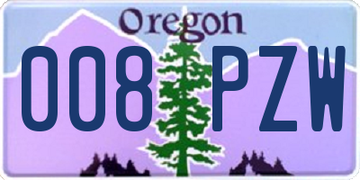OR license plate 008PZW