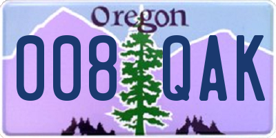OR license plate 008QAK