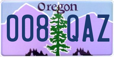 OR license plate 008QAZ
