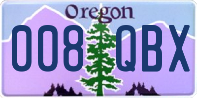 OR license plate 008QBX