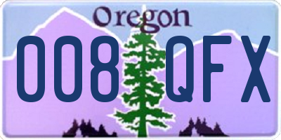 OR license plate 008QFX