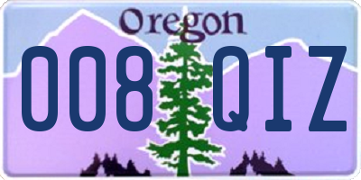 OR license plate 008QIZ
