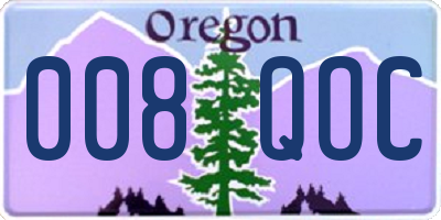 OR license plate 008QOC