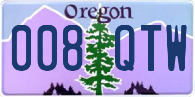 OR license plate 008QTW