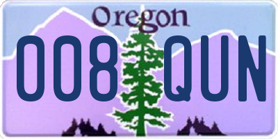 OR license plate 008QUN
