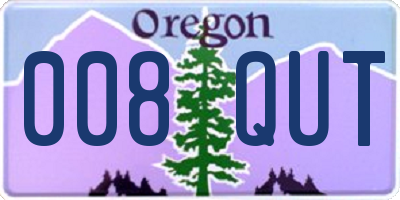 OR license plate 008QUT
