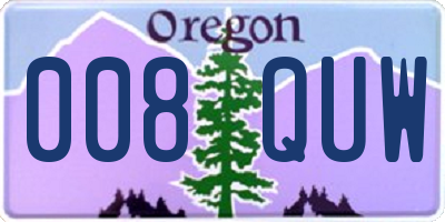 OR license plate 008QUW