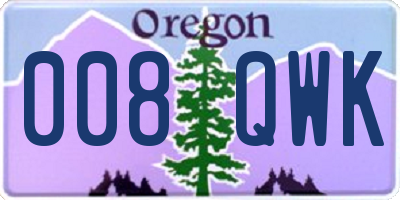 OR license plate 008QWK