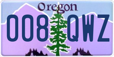OR license plate 008QWZ