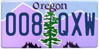 OR license plate 008QXW