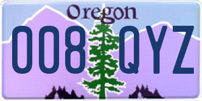 OR license plate 008QYZ