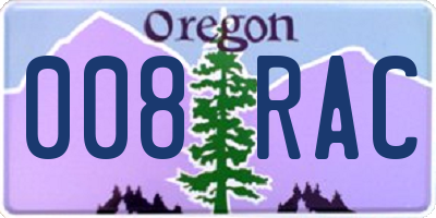 OR license plate 008RAC